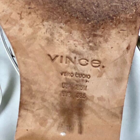 Vince Layla Ivory Leather Ankle Wrap Sandals - Picture 6 of 8